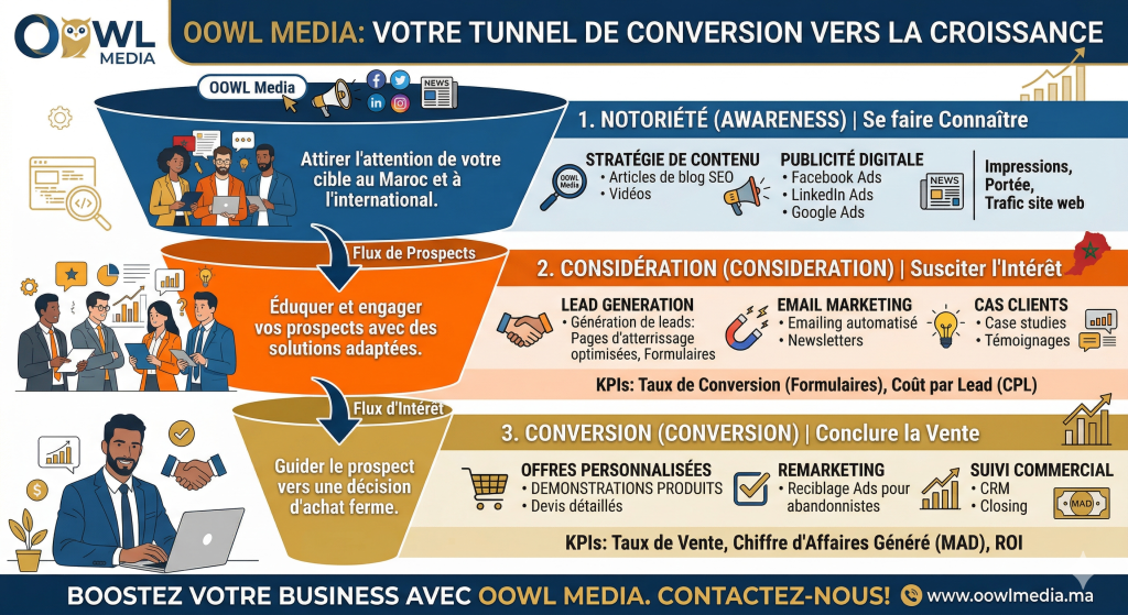 Boostez votre croissance avec OOWL Media, l'agence marketing digital au Maroc experte en SEO, Ads et stratégie 360°. Résultats mesurables et ROI garantis.